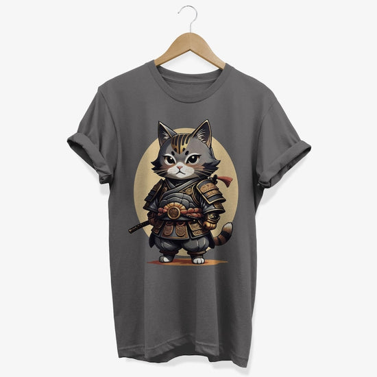 Kawaii Samurai Cat T-shirt | Japanese Kitten Warrior Graphic Tee | Anime Lovers Gifts