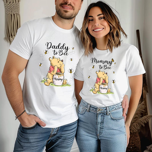 Dad Mom Pregnancy Shirt, Winnie The Pooh Mommy to Be Shirt, Daddy to Be Tee, Disney Mama Shirt, Mom To Be Dad To Be Sweater, Mom And Dad Matching T-Shirt