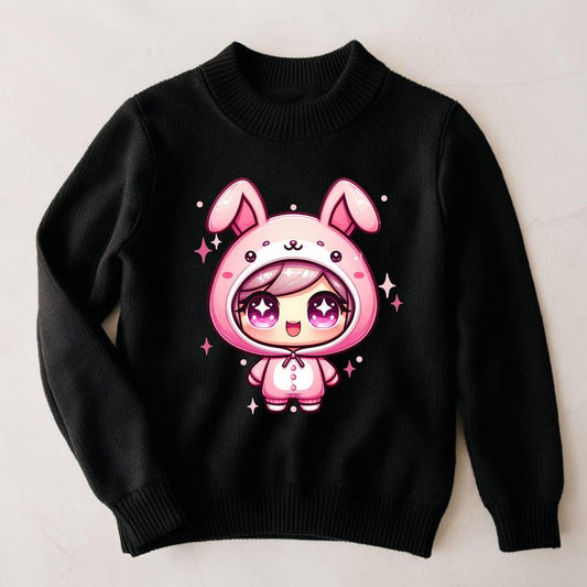 Pink Chibi Doll, Kawaii Chibi, Bunny design, Chibi Sweatshirt, Cute Sweatshirt