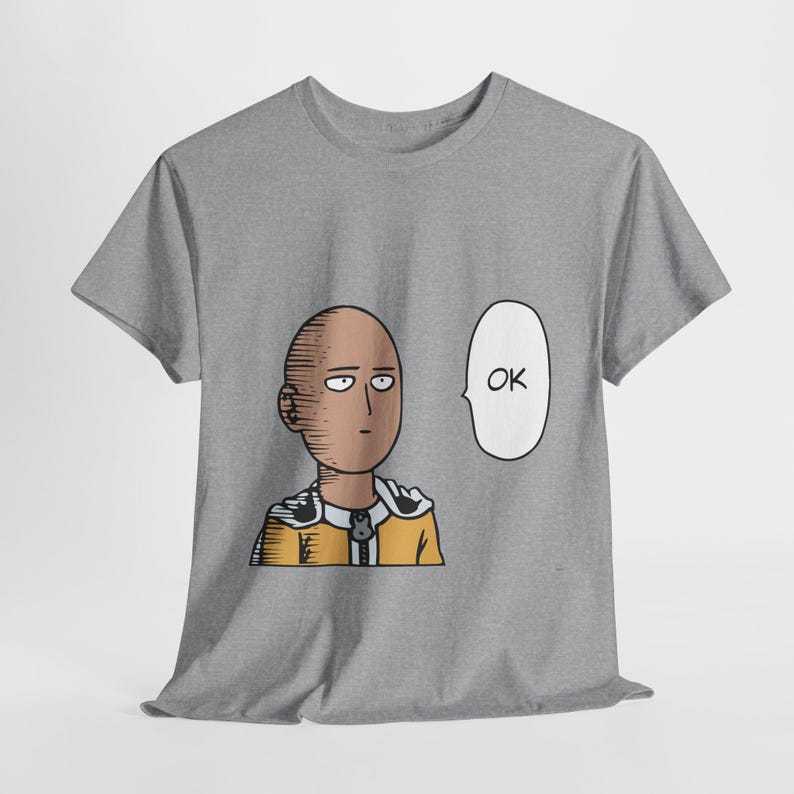 Saitama T-shirt, Casual Saitama Tee - Unisex Heavy Cotton Shirt, One Punch Man Anime Gift, Saitama Meme T-Shirt, Humor Apparel, Manga Lover