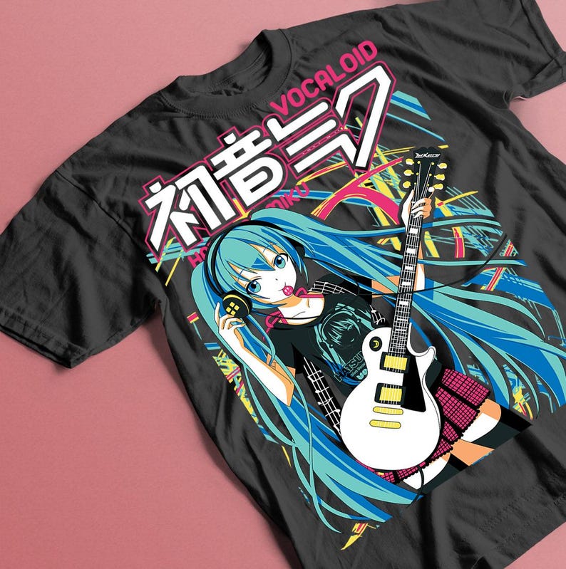 Hatsune Miku T-Shirt Anime Manga Shirt Anime Lovers Shirt Fire Style Anime Girl Kawaii Project Diva Vocaloid Shirt
