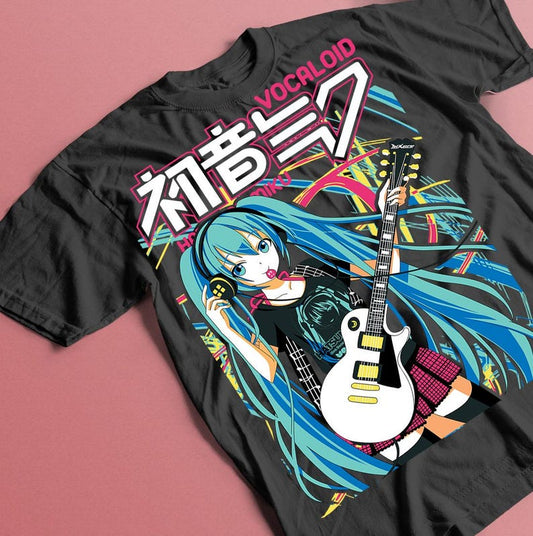 Hatsune Miku T-Shirt Anime Manga Shirt Anime Lovers Shirt Fire Style Anime Girl Kawaii Project Diva Vocaloid Shirt