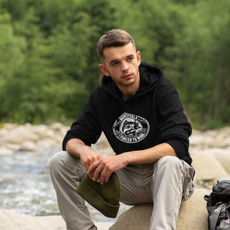 Fishing gifts for men - Father’s Day present born to fish Angler Shirt funny slogan hoodie for him - mens fisherman Angling clothing