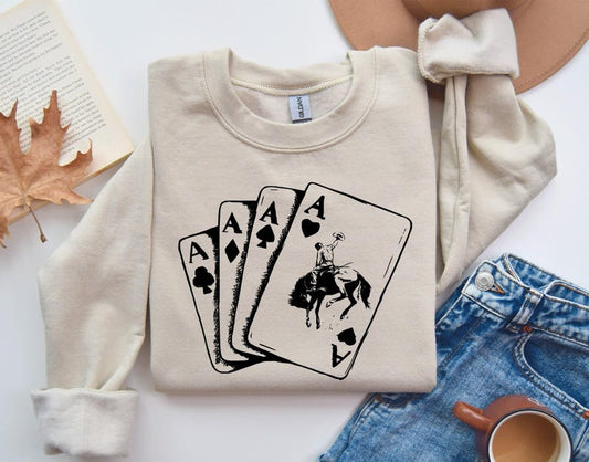 wboy Western Sweatshirt, Playing Card Sweatshirt, Poker Card Sweatshirt, Country Sweatshirt