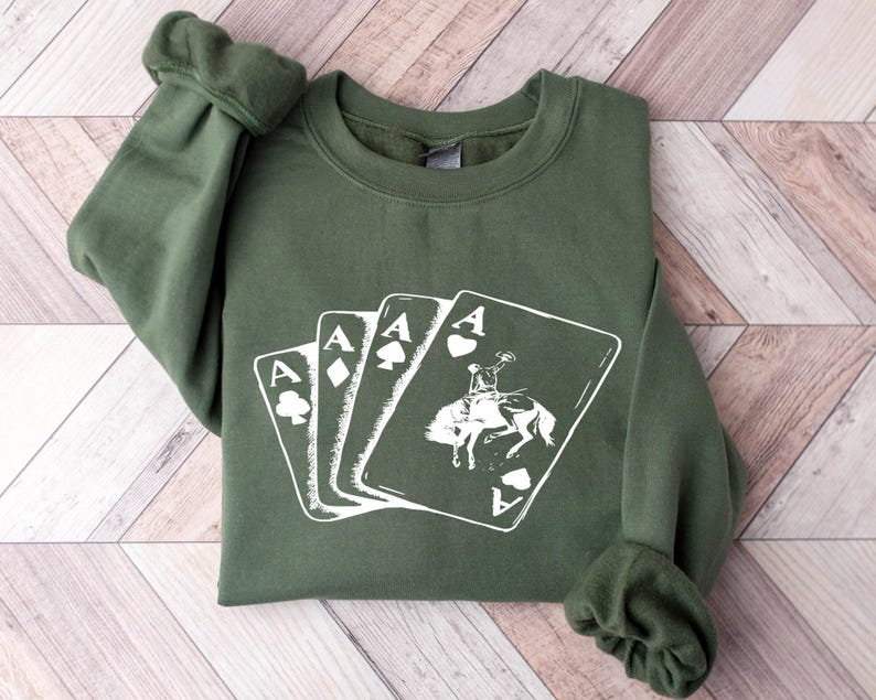 wboy Western Sweatshirt, Playing Card Sweatshirt, Poker Card Sweatshirt, Country Sweatshirt