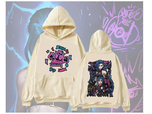 Jinx Lol Arcane Hoodie, League of Legends Cosplay, Graphic Streetwear Fashion, Gift for Game Lovers