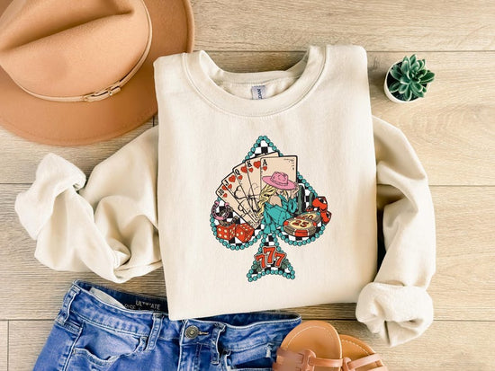 Ace Card Cowboy Sweatshirt, Cowboy Western Sweatshirt, Poker Card Sweatshirt, Playing Card Shirt, Card Shirt