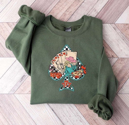 Ace Card Cowboy Sweatshirt, Cowboy Western Sweatshirt, Poker Card Sweatshirt, Playing Card Shirt, Card Shirt, Country Sweater, Gambler Gifts