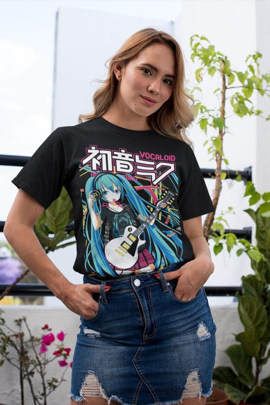 Hatsune Miku T-Shirt Anime Manga Shirt Anime Lovers Shirt Fire Style Anime Girl Kawaii Project Diva Vocaloid Shirt