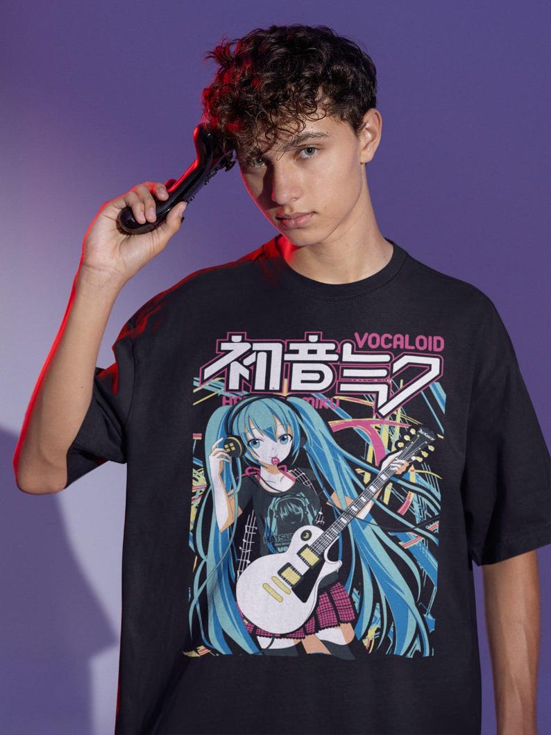 Hatsune Miku T-Shirt Anime Manga Shirt Anime Lovers Shirt Fire Style Anime Girl Kawaii Project Diva Vocaloid Shirt