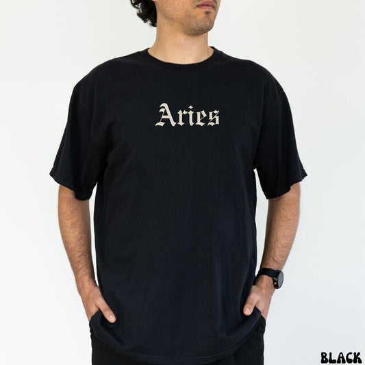Aries T-Shirt, Aries Personalized Birthday Gift, Zodiac Astrology Tee, Retro Vintage Style Shirt, Gift for Aries Man Woman