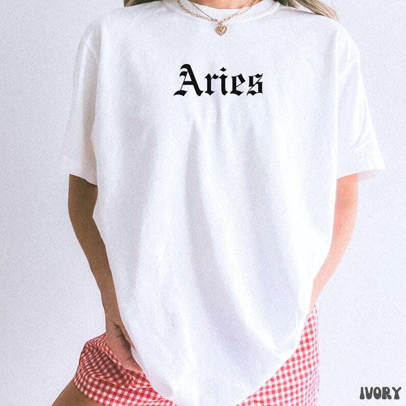 Aries T-Shirt, Aries Personalized Birthday Gift, Zodiac Astrology Tee, Retro Vintage Style Shirt, Gift for Aries Man Woman
