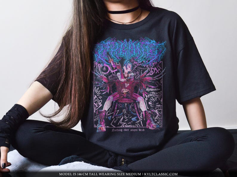 Jinx Arcane League Of Legends T-Shirt, Unisex Riot Games Metal Video Game TV Merch