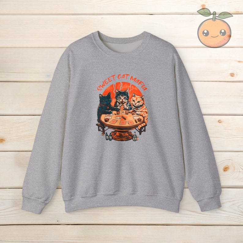 Mafia Cats Retro Poker Crewneck Sweatshirt