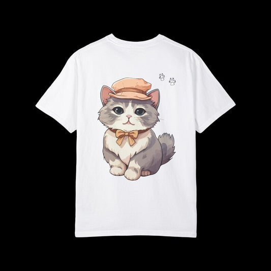 Cute Cat Graphic T-Shirt – Kawaii Anime Style Kitty Tee – Unisex White Shirt – Aesthetic Chibi Cat Top – Gift for Cat Lovers