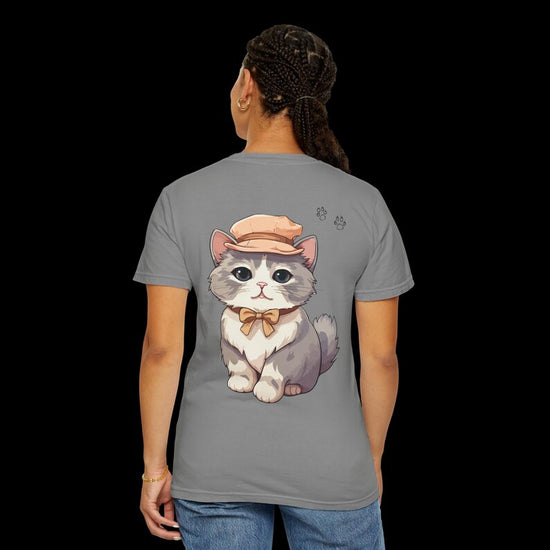 Cute Cat Graphic T-Shirt – Kawaii Anime Style Kitty Tee – Unisex White Shirt – Aesthetic Chibi Cat Top – Gift for Cat Lovers