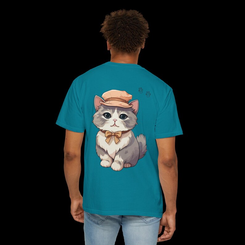 Cute Cat Graphic T-Shirt – Kawaii Anime Style Kitty Tee – Unisex White Shirt – Aesthetic Chibi Cat Top – Gift for Cat Lovers