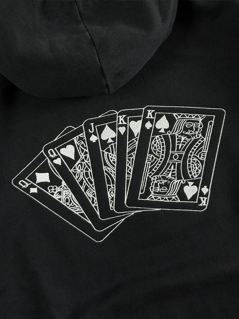 Playing cards embroidered sweatshirt, Poker sweatshirt, Poker shirt