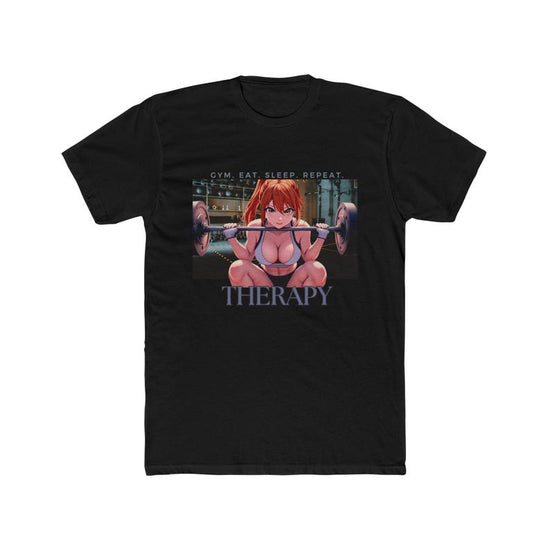 Gym Therapy Unisex Cotton Crew Tee, Workout Shirt, Fitness Apparel, Men's and Women's Tee, Anime Graphic Tee, Casual Workout Wear