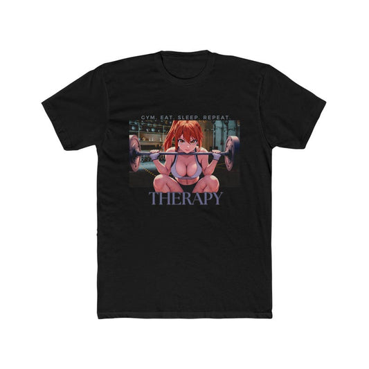 Gym Therapy Unisex Cotton Crew Tee, Workout Shirt, Fitness Apparel, Men's and Women's Tee, Anime Graphic Tee, Casual Workout Wear