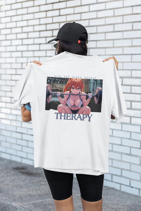 Gym Therapy Unisex Cotton Crew Tee, Workout Shirt, Fitness Apparel, Men's and Women's Tee, Anime Graphic Tee, Casual Workout Wear