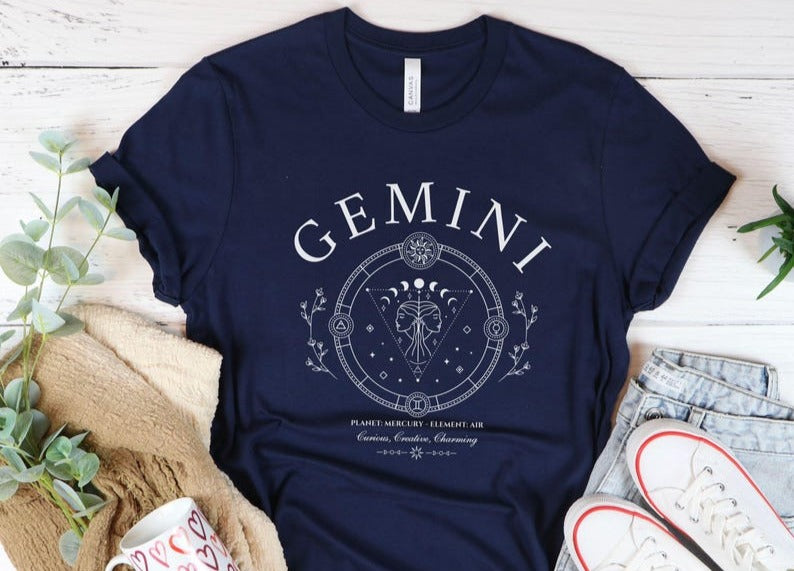 Gemini Shirt, Zodiac Sign Birthday Gift, Astrology T-shirt, Unisex Tee