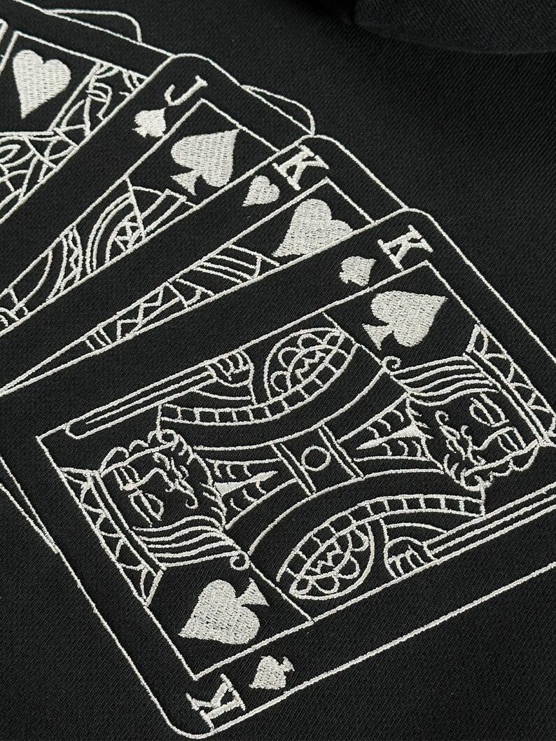 Playing cards embroidered sweatshirt, Poker sweatshirt, Poker shirt