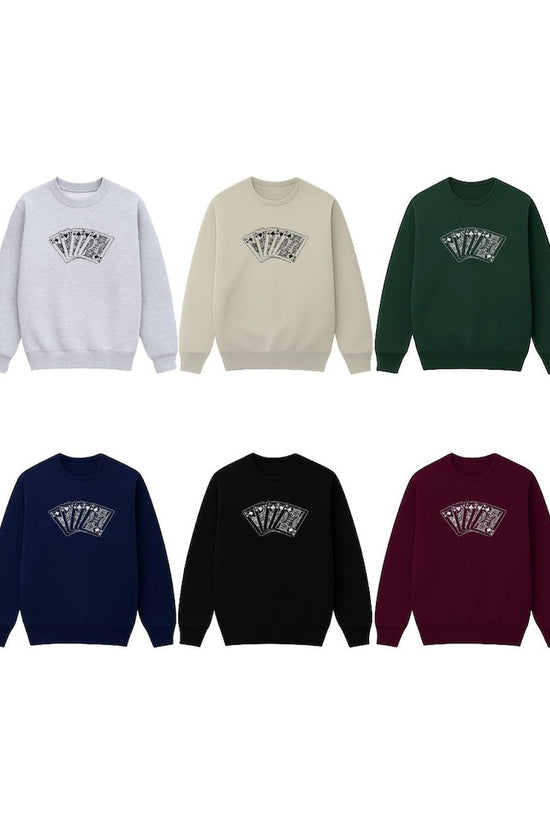 Playing cards embroidered sweatshirt, Poker sweatshirt, Poker shirt