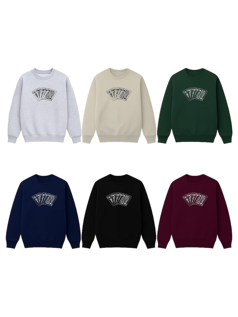 Playing cards embroidered sweatshirt, Poker sweatshirt, Poker shirt