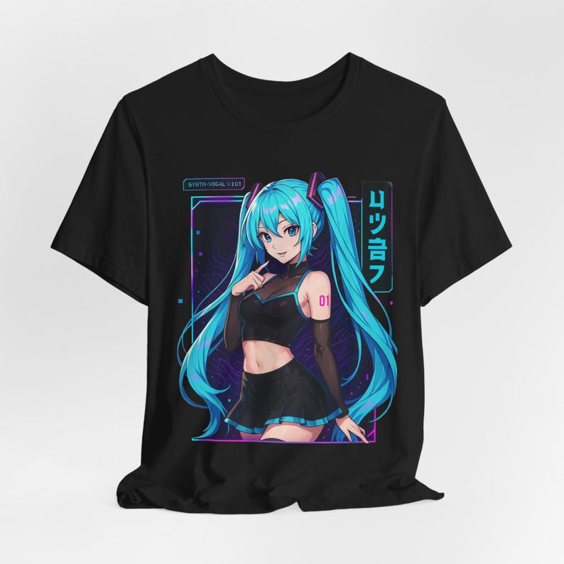 Hatsune Miku T-Shirt – Anime Vocaloid Shirt for Fans – Kawaii Japanese Harajuku Streetwear Tee – Aesthetic Otaku Gift Idea