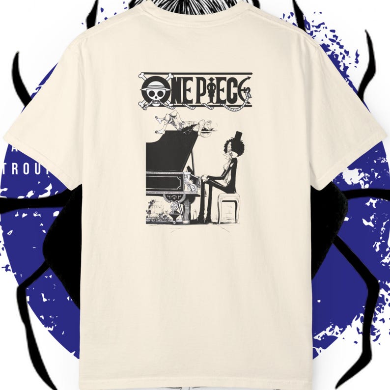 One Piece Brook Piano Shirt Comfort Colors 1717 Anime Manga Tee, Skeleton Musician Graphic Tee, Luffy Crew Gift, Japanese Streetwear Shirt