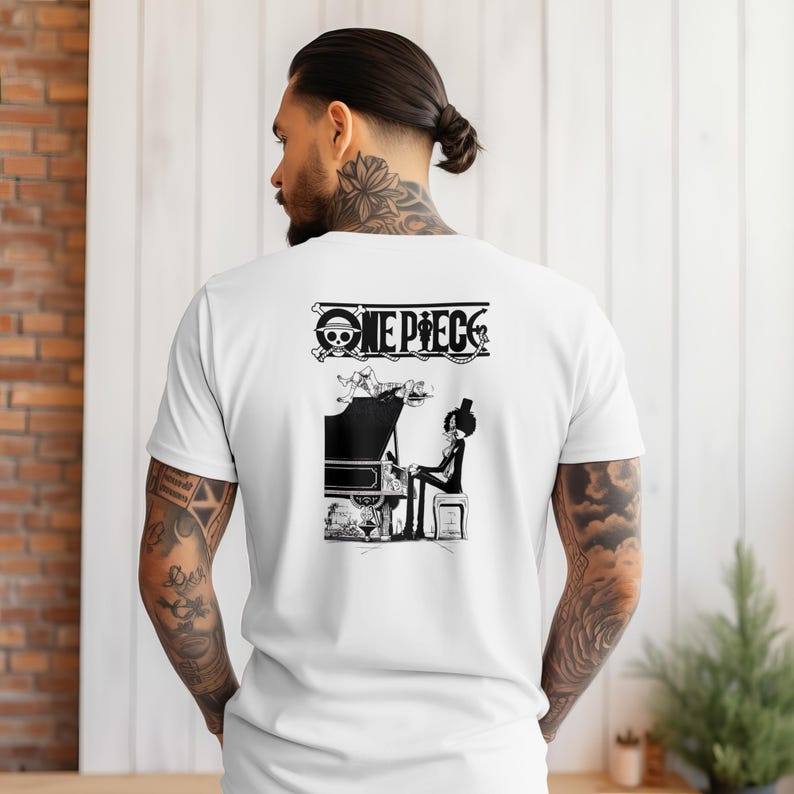 One Piece Brook Piano Shirt Comfort Colors 1717 Anime Manga Tee, Skeleton Musician Graphic Tee, Luffy Crew Gift, Japanese Streetwear Shirt