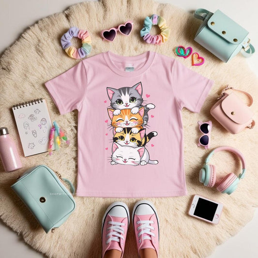 kawaii cat, cartoon cat, colorful cat tee, Gifts for cat lovers, Pet mom gifts, animal lovers gift, Cute Cat T-Shirt