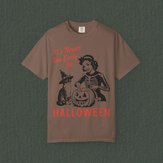Vintage Halloween T-Shirt It's Never Too Early For Halloween T-Shirt Vintage Halloween Black Cat Vintage Halloween Shirt Summerween Shirt