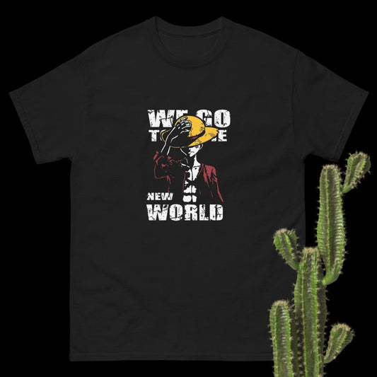 One Piece - Men's Luffy Skull, Crossbones and Straw Hat Anime T-Shirt