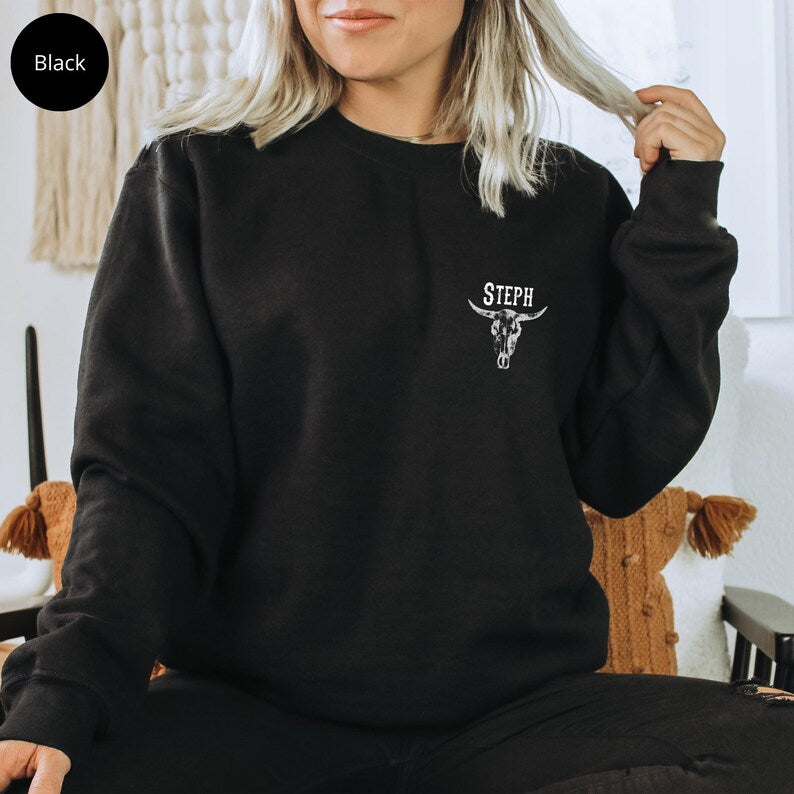 Cow Skull Sweatshirt, Vintage Western Hoodie, Gift For Cowboy, Retro Western Sweatshirt, Cow Skulls Sweatshirt, Cow Rodeo Sweatshirt