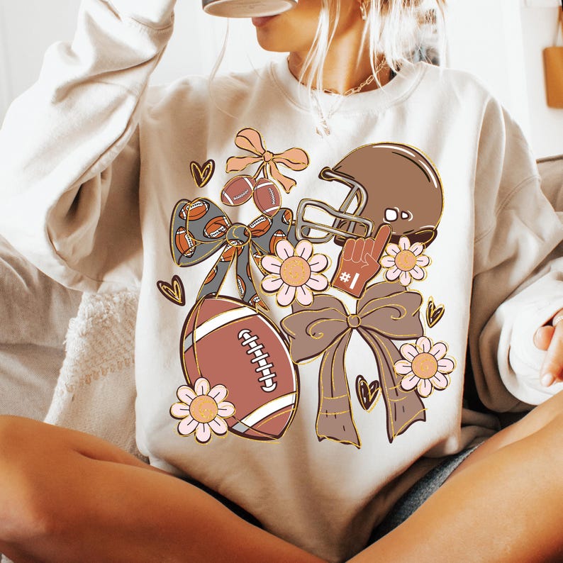 Football Coquette, Game Day Football Shirt, Preppy Football Shirt, Sweatshirt