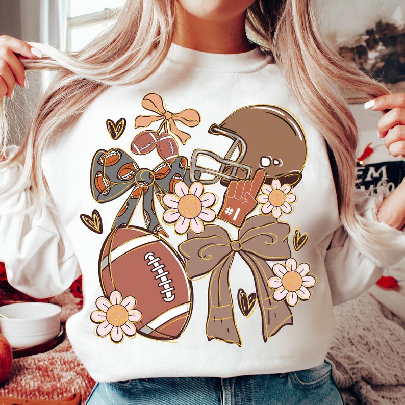 Football Coquette, Game Day Football Shirt, Preppy Football Shirt, Sweatshirt