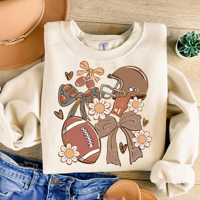 Football Coquette, Game Day Football Shirt, Preppy Football Shirt, Sweatshirt