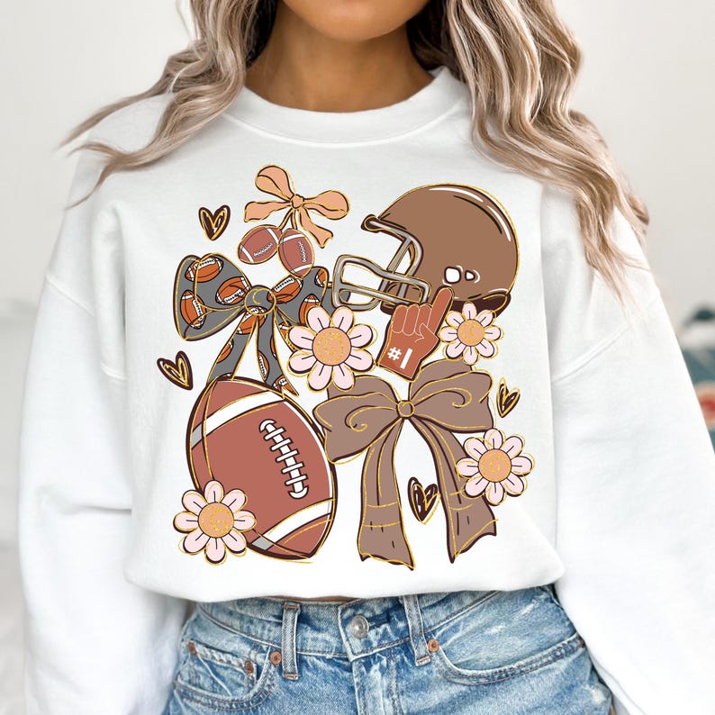Football Coquette, Game Day Football Shirt, Preppy Football Shirt, Sweatshirt