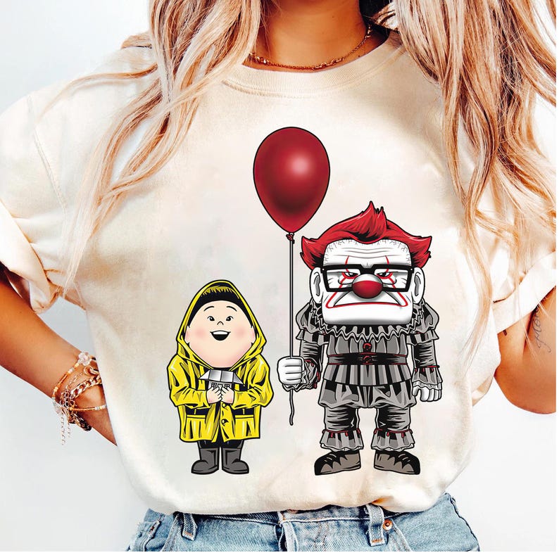 Disney Pixar Up Horror Character Pennywise Carl Fredricksen Russell Halloween T-Shirt, WDW Disneyland Halloween Party Matching Family Shirts