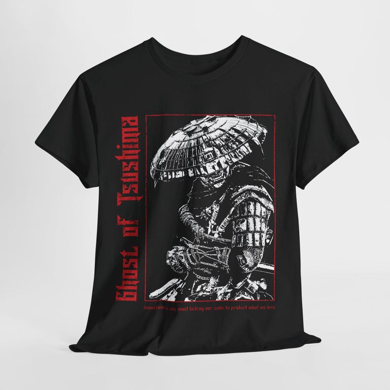 Samurai Spirit Unisex Heavy Cotton Tee | Feudal Japan Aesthetic T-Shirt | Bushido Inspired Shirt | Gaming Gift for Him or Her