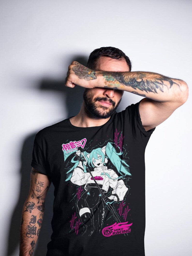 Hatsune Miku T-Shirt Anime Manga Shirt Anime Lovers Shirt Fire Style Anime Girl Kawaii Project Diva Vocaloid Shirt