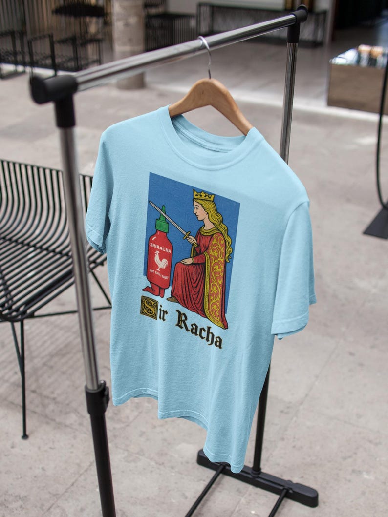 Sir Racha Tshirt, Sriracha Tshirt, Medieval art tshirt, sriracha fan merch, retro medieval tshirt, chili souce humor, funny meme tshirt