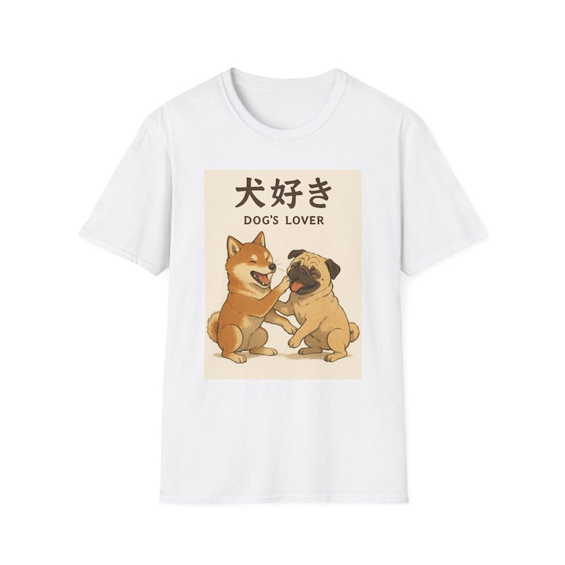 Cute Dog Lover T-Shirt, Pet Lover Gift, Cartoon Dog Graphic Tee, Dog s Lover Japanese T-Shirt Cute,Japanese Gift T-Shirt