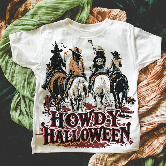 Howdy Halloween, Cowgirl Riding, Funny Cowgirl Halloween Shirt, T-Shirt