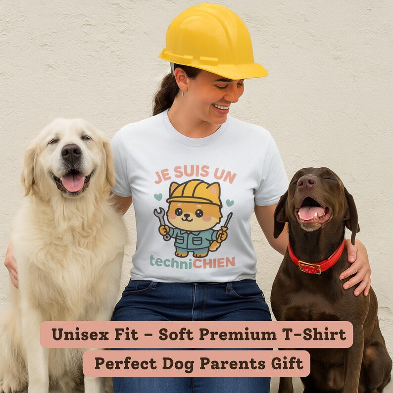 Kawaii Chibi 'Je suis un techniCHIEN' T-Shirt– Cute Dog Lover T-Shirts - Funny Dog T-Shirts • Technician Gifts • Kawaii Pomeranian Shirts