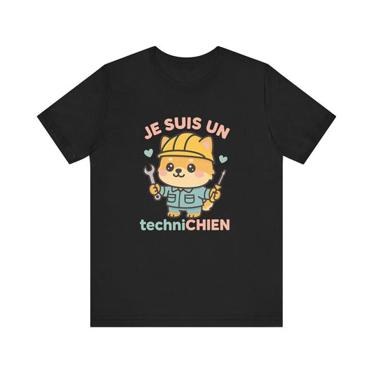 Kawaii Chibi 'Je suis un techniCHIEN' T-Shirt– Cute Dog Lover T-Shirts - Funny Dog T-Shirts • Technician Gifts • Kawaii Pomeranian Shirts