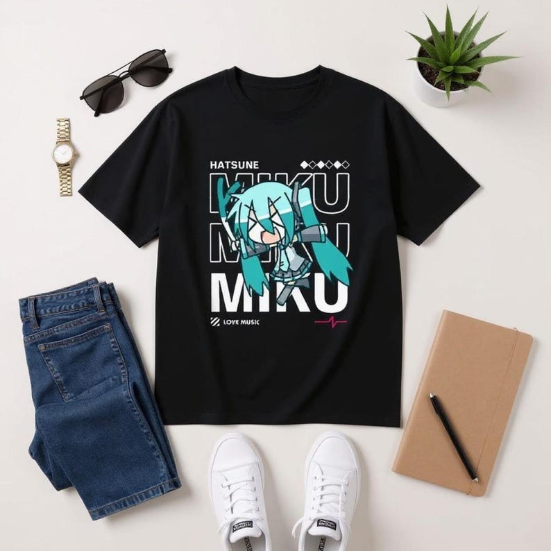 Womens Hatsune Miku Printed T-shirt Casual T-shirts Printed Oversized Streetwear Anime Y2k Top Fashion