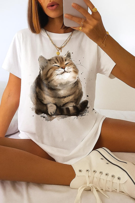 Cute Cat T-Shirt | Japanese Tshirt | Japanese Streetwear | Cute Cat Tshirt | Japan Cat Tshirt | Japanese Cat Shirt